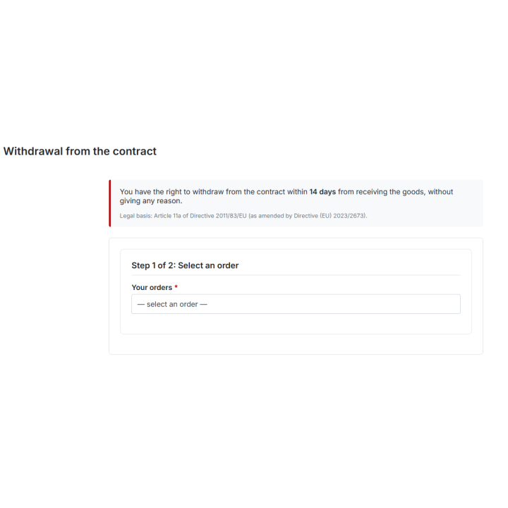 Bouton de rétractation PrestaShop | Directive UE 2023/2673