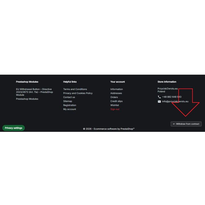 Widerrufsbutton für PrestaShop | EU-Richtlinie 2023/2673